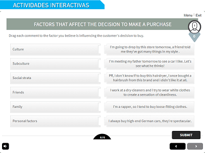 Ejemplo de actividad interactiva para curso eleraning: Relacionar cajas