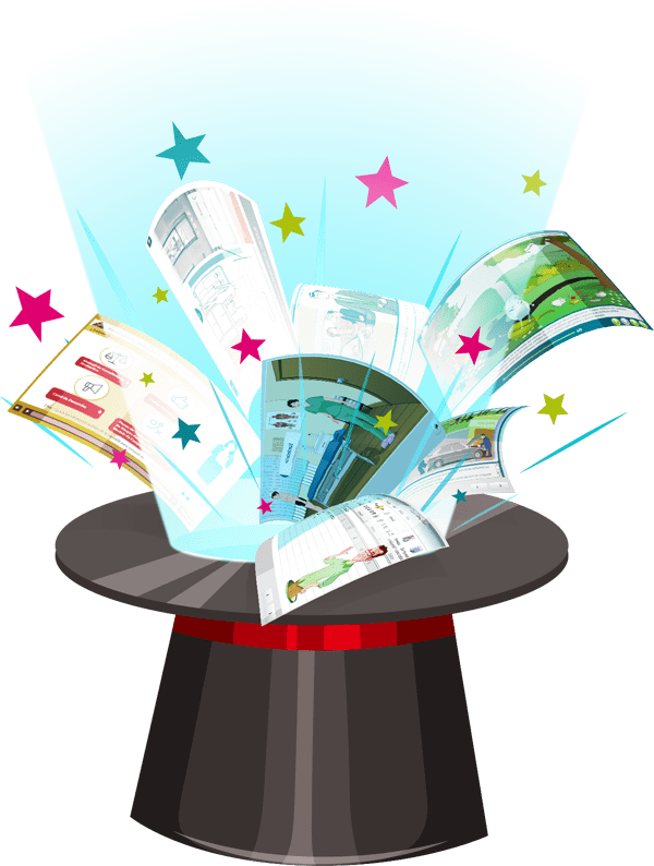 Chistera de la que aparecen contenidos elearning creados a medida