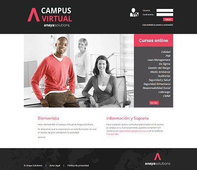 ejemplo 3 de plataforma de teleformación personalizada para cliente