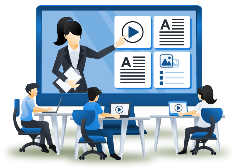 Alumnos participando en aula virtual por medio de plataforma de teleformación